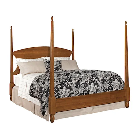 California King-Size Poster Bed with High Tapered Pencil Posts & Rounded Headboard